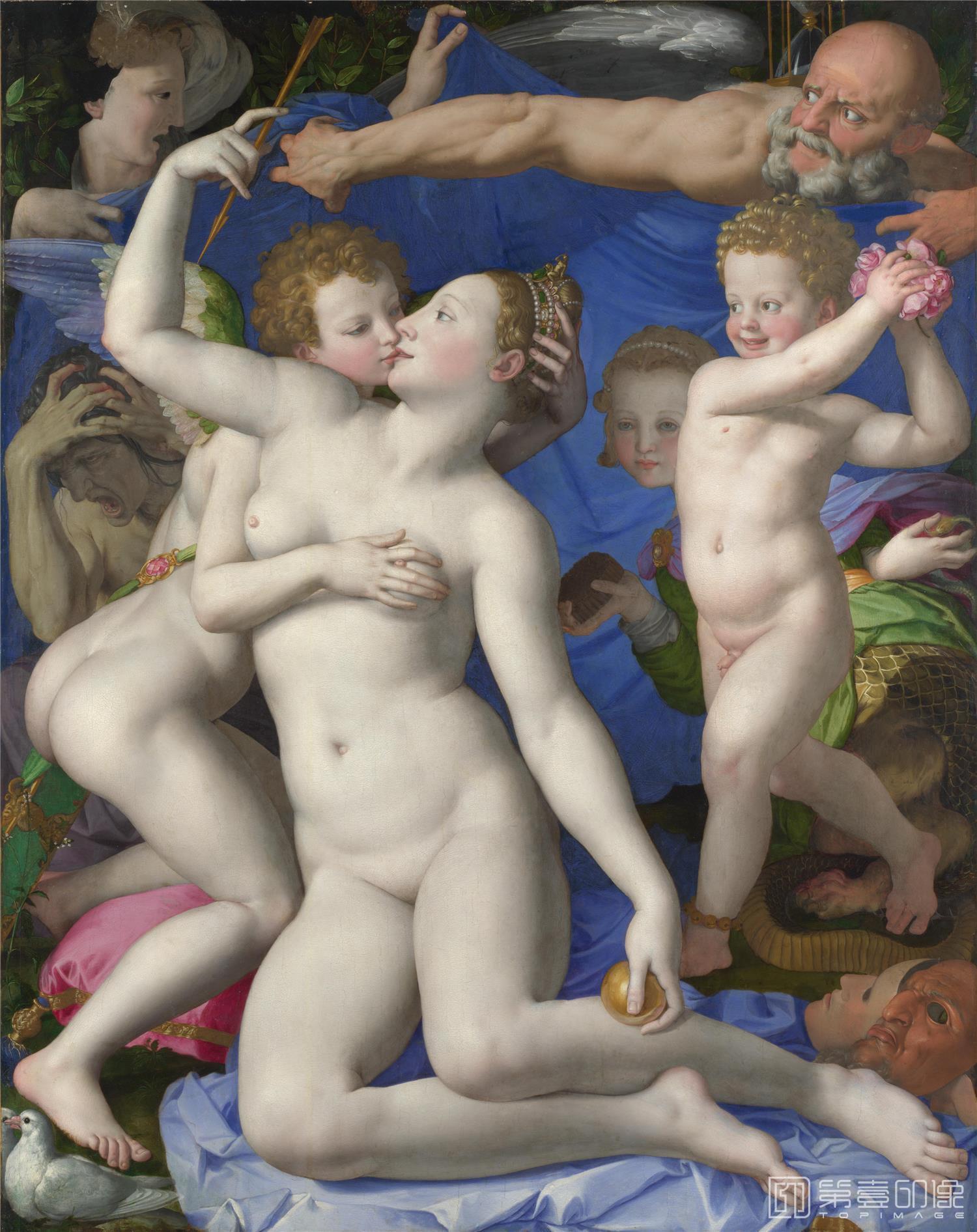油画-大英博物馆藏画-Bronzino - An Allegory with Venus and Cupid-0317